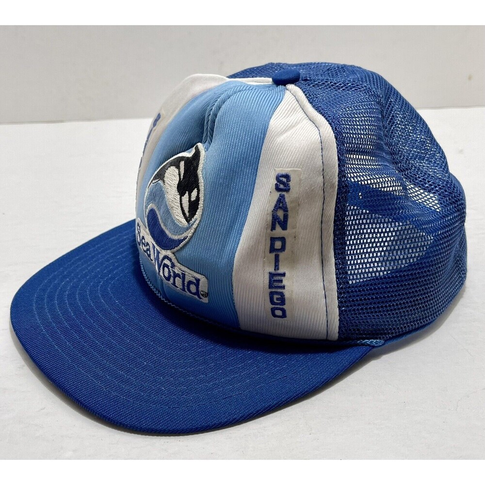 Sea World San Diego 1988 Snapback Mesh Trucker Cap Shamu Whale Big Logo Vintage - Picture 7 of 14